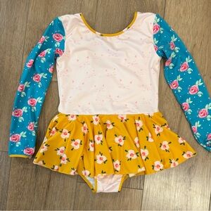 SWEETHONEY Girls Floral Skirted Long sleeve Leotard  Size 6